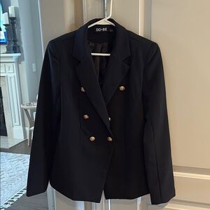 DO+BE Black Double-Breasted Blazer with Notched Lapels